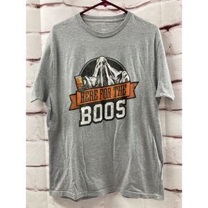 Celebrate Halloween Here For The Boos Ghost T Shirt Mens Size Large Gray Beer